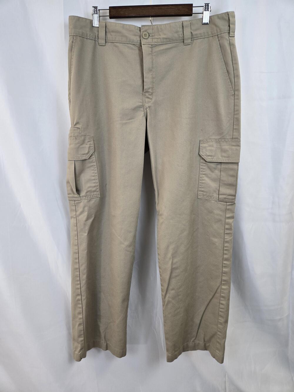 Dickies Cargo Pants Mens 36x32 Beige Regular Straight Canvas Workwear Utility